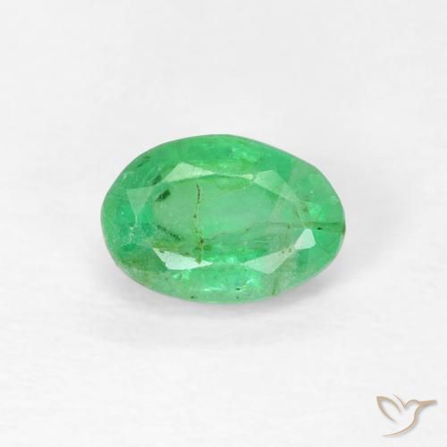 0.57ct طبيعي أخضر مصفر زمرد, بيضوي, SI