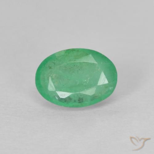0.49ct طبيعي أخضر متوسط زمرد, بيضوي, VS-SI