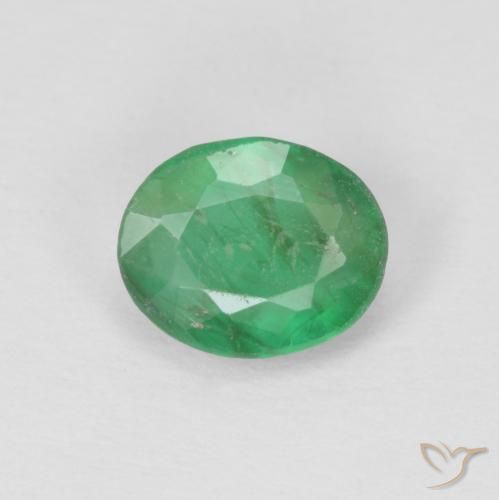 0.71ct طبيعي أخضر النفل زمرد, بيضوي, SI