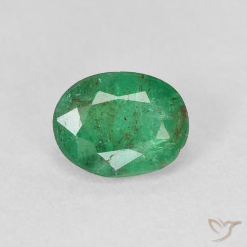 0.60ct طبيعي أخضر فاتح متوسط زمرد, بيضوي, SI