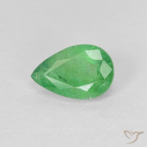 0.43ct طبيعي أخضر مصفر زمرد, شكل الكمثرى, SI