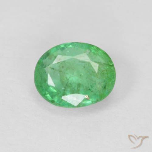 0.40ct طبيعي أخضر مصفر زمرد, بيضوي, VS-SI