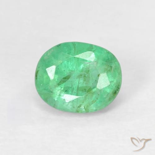 0.47ct طبيعي أخضر النفل فاتح زمرد, بيضوي, SI