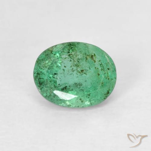 0.38ct طبيعي أخضر فستقى زمرد, بيضوي, SI