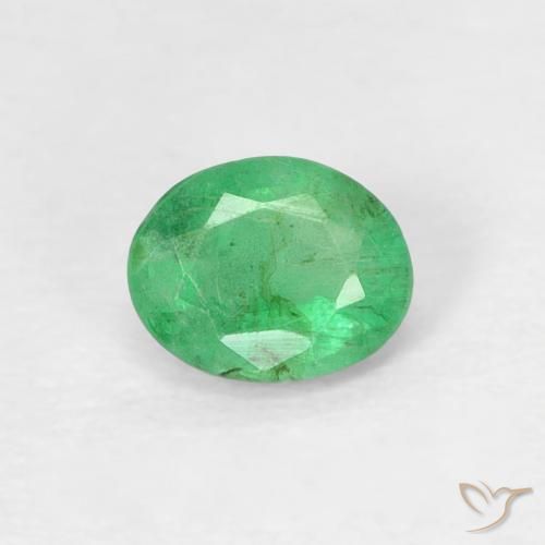 0.31ct طبيعي اخضر فاتح زمرد, بيضوي, SI