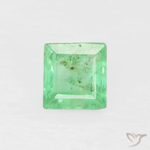 0.20ct طبيعي اخضر فاتح زمرد, مربع, SI