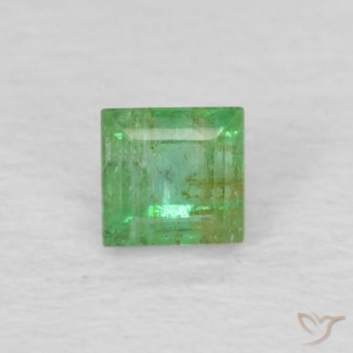 0.15ct طبيعي أخضر مصفر زمرد, مربع, VS-SI