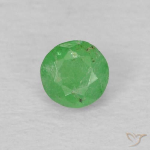 0.15ct طبيعي أخضر مصفر باهت زمرد, دائري, VS-SI