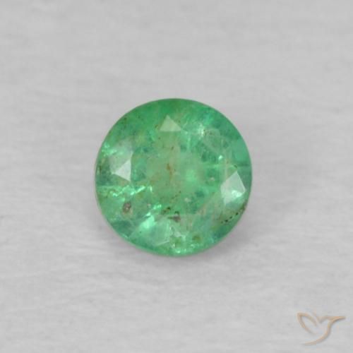 0.15ct طبيعي اخضر فاتح زمرد, دائري, VS-SI