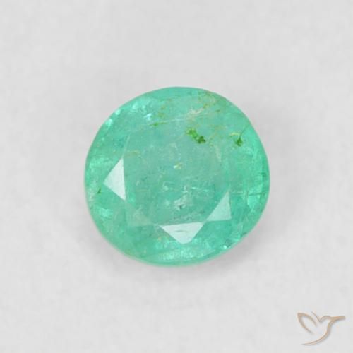 0.18ct طبيعي اخضر فاتح زمرد, دائري, SI