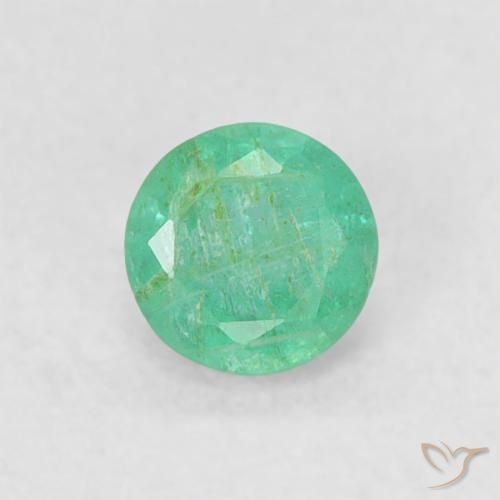 0.17ct طبيعي أخضر نعناعى كثيف زمرد, دائري, SI