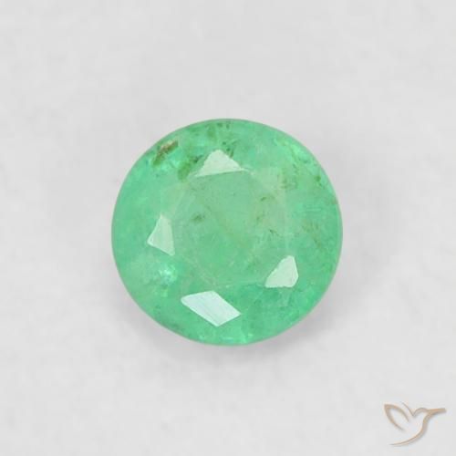 0.17ct طبيعي أخضرالنعناع زمرد, دائري, SI