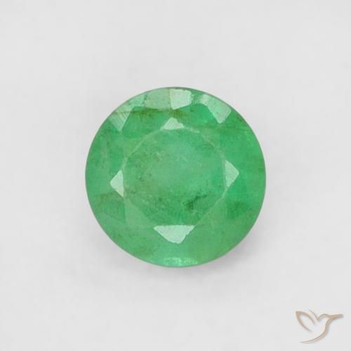 0.19ct طبيعي اخضر فاتح زمرد, دائري, SI