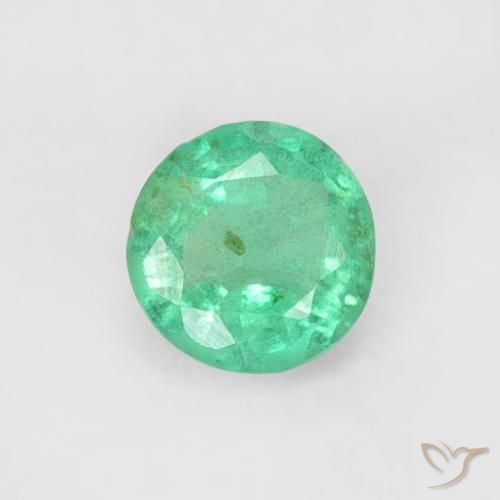 0.18ct طبيعي أخضر أزرق زمرد, دائري, SI