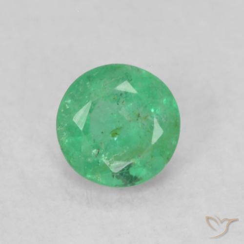 0.17ct طبيعي اخضر زاهى زمرد, دائري, SI