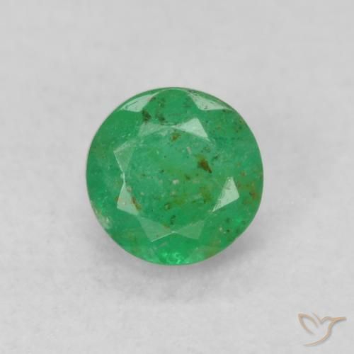 0.18ct طبيعي اخضر فاتح زمرد, دائري, SI