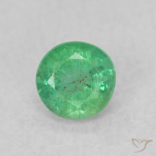 0.18ct طبيعي اخضر فاتح زمرد, دائري, SI