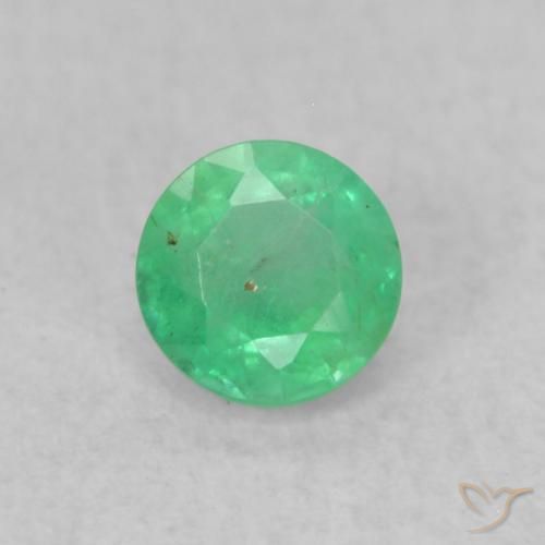 0.18ct طبيعي اخضر فاتح زمرد, دائري, SI