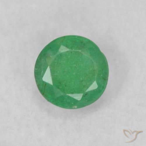 0.18ct طبيعي اخضر فاتح زمرد, دائري, SI