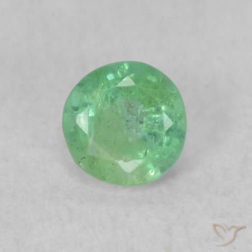 0.17ct طبيعي أخضر مصفر باهت زمرد, دائري, SI