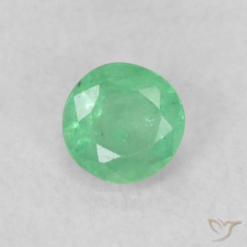 0.19ct طبيعي اخضر فاتح زمرد, دائري, SI