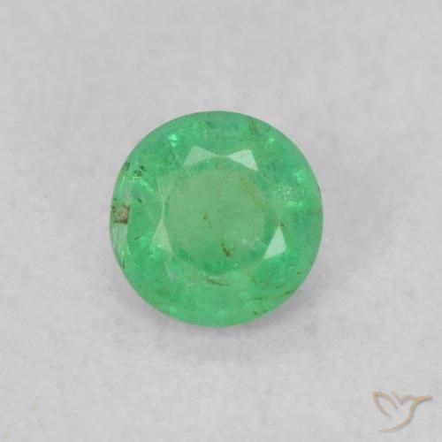 0.16ct طبيعي اخضر فاتح زمرد, دائري, SI