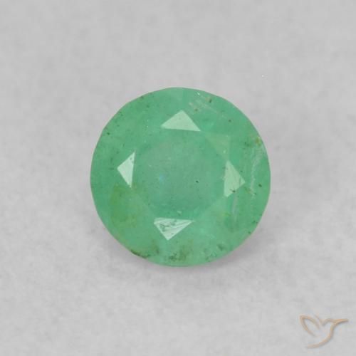 0.16ct طبيعي اخضر فاتح زمرد, دائري, SI
