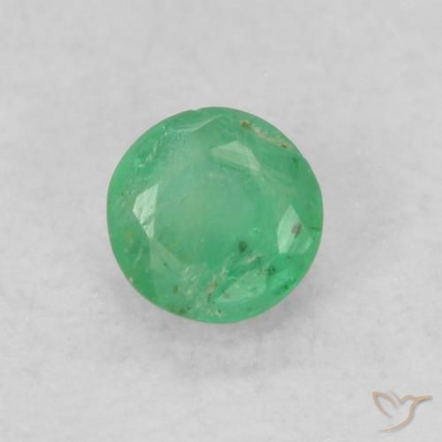 0.19ct طبيعي أخضر كهربائى زمرد, دائري, SI