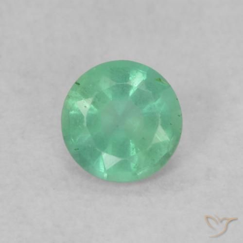0.14ct طبيعي أخضر رائع زمرد, دائري, SI