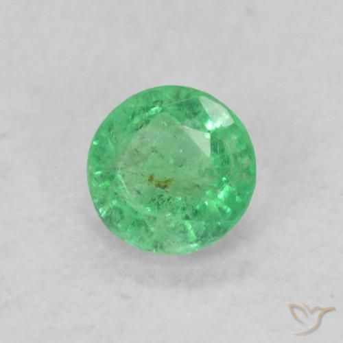 0.16ct طبيعي أخضر كثيف زمرد, دائري, SI