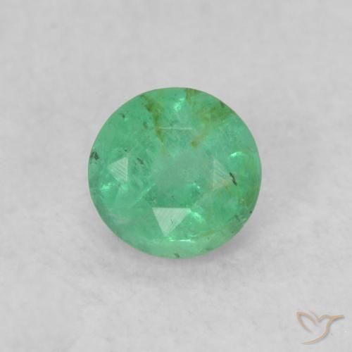 0.17ct طبيعي أخضر مصفر زمرد, دائري, SI