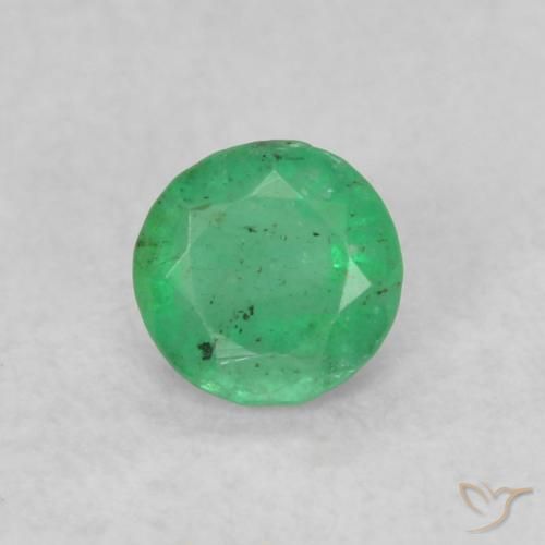 0.16ct طبيعي أخضر مصفر زمرد, دائري, SI
