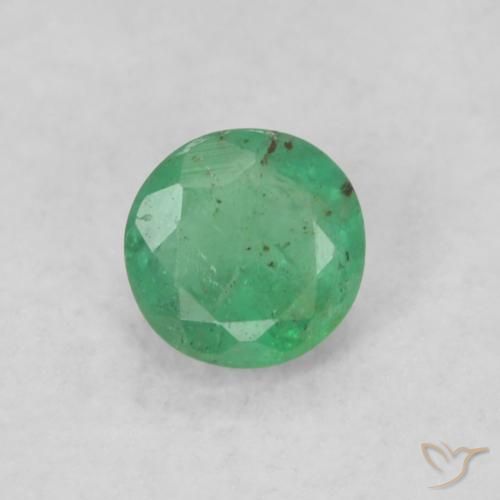 0.17ct طبيعي أخضر رائع فاتح زمرد, دائري, SI
