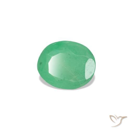 زمرد طبيعي بلون Medium Light-Green، وزن ‎0.32‎ قيراط، شكل بيضاوى، مقاس ‎5x4‎ مم