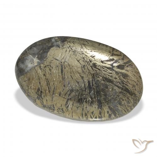 Feather Pyrite متعدد الألوان طبيعي، بيضوي، 32.74 قيراط، غير شفاف