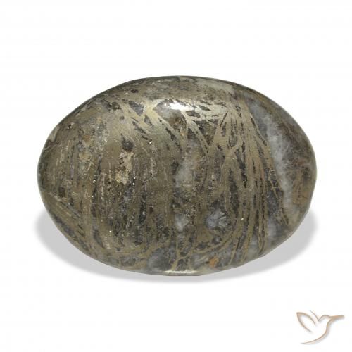 37.90ct طبيعي برونزى مسود Feather Pyrite, بيضوي, غير شفاف