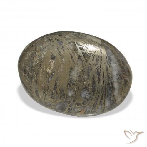 Feather Pyrite برونزى مسود طبيعي، بيضوي، 37.90 قيراط، غير شفاف