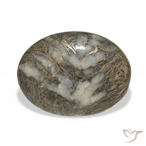 23.93ct طبيعي أسود مع برونزى Feather Pyrite, بيضوي, غير شفاف
