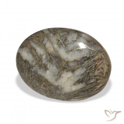 Feather Pyrite أسود مع برونزى طبيعي، بيضوي، 23.93 قيراط، غير شفاف