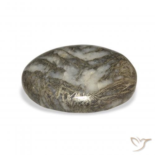 Feather Pyrite أسود مع برونزى طبيعي، بيضوي، 23.93 قيراط، غير شفاف
