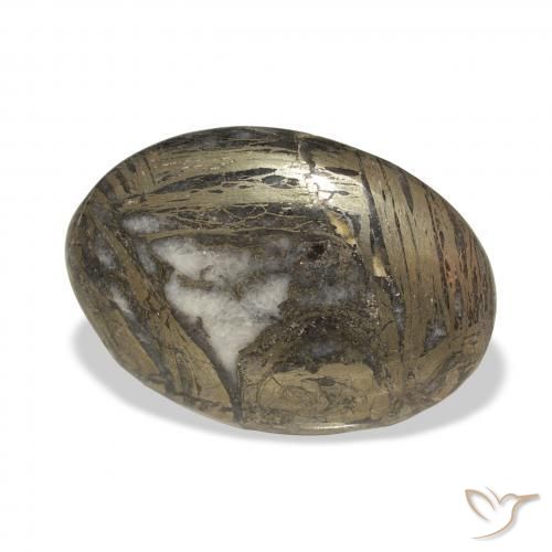 Feather Pyrite بنى مسود طبيعي، بيضوي، 29.35 قيراط، غير شفاف