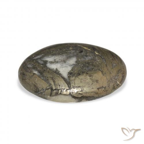 Feather Pyrite بنى مسود طبيعي، بيضوي، 29.35 قيراط، غير شفاف