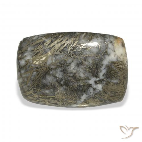 32.71ct طبيعي أسود مع برونزى Feather Pyrite, وسادة, غير شفاف