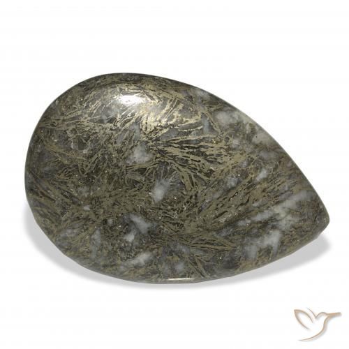 Feather Pyrite برونزى مسود طبيعي، شكل الكمثرى، 38.41 قيراط، غير شفاف
