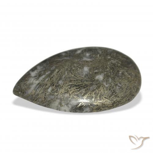 Feather Pyrite برونزى مسود طبيعي، شكل الكمثرى، 38.41 قيراط، غير شفاف