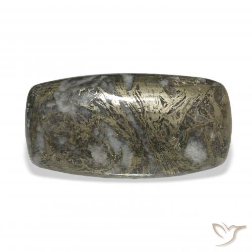 35.65ct طبيعي أسود مع برونزى Feather Pyrite, وسادة, غير شفاف