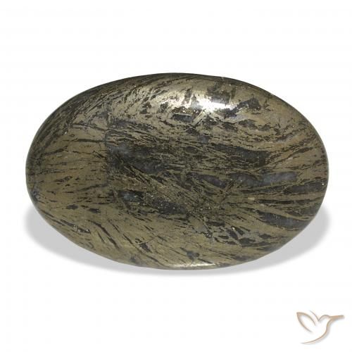 36.00ct طبيعي أسود مع برونزى Feather Pyrite, بيضوي, غير شفاف