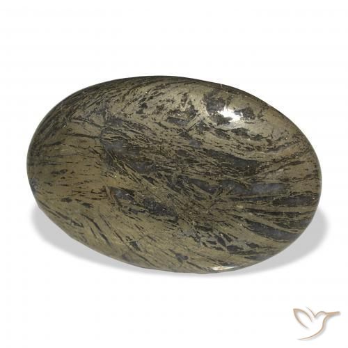 Feather Pyrite أسود مع برونزى طبيعي، بيضوي، 36.00 قيراط، غير شفاف