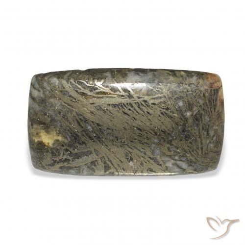 35.56ct طبيعي أسود مع برونزى Feather Pyrite, وسادة, غير شفاف