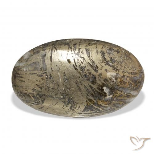 37.38ct طبيعي متعدد الألوان Feather Pyrite, بيضوي, غير شفاف